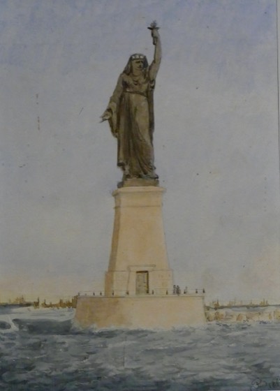 aquarela de Bartholdi: o projeto do farol colossal para Suez