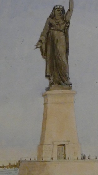 o pedestal e as figuras humanas na base (noção de escala)